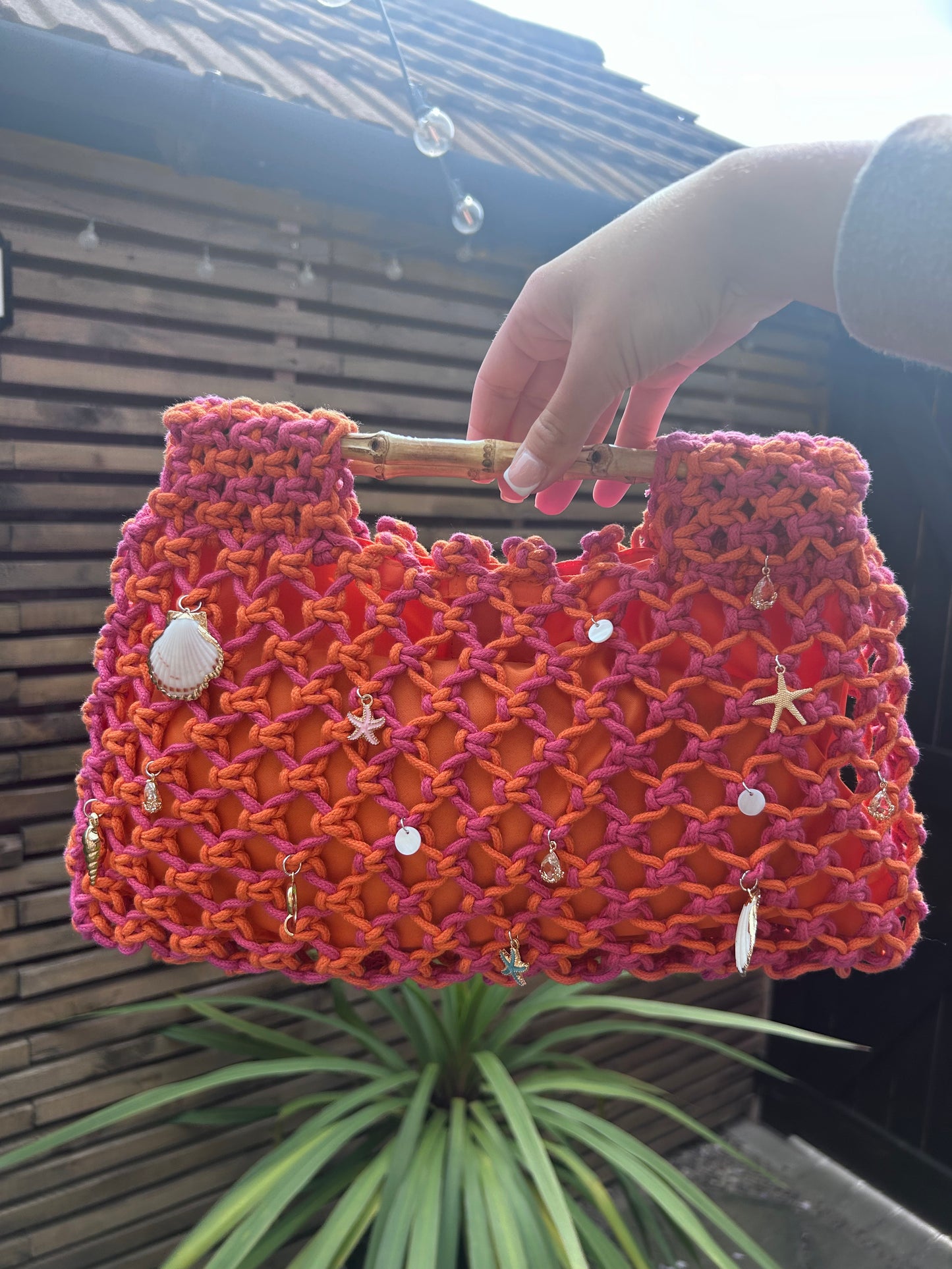 Hand Embellished Crochet Knit Clutch bag