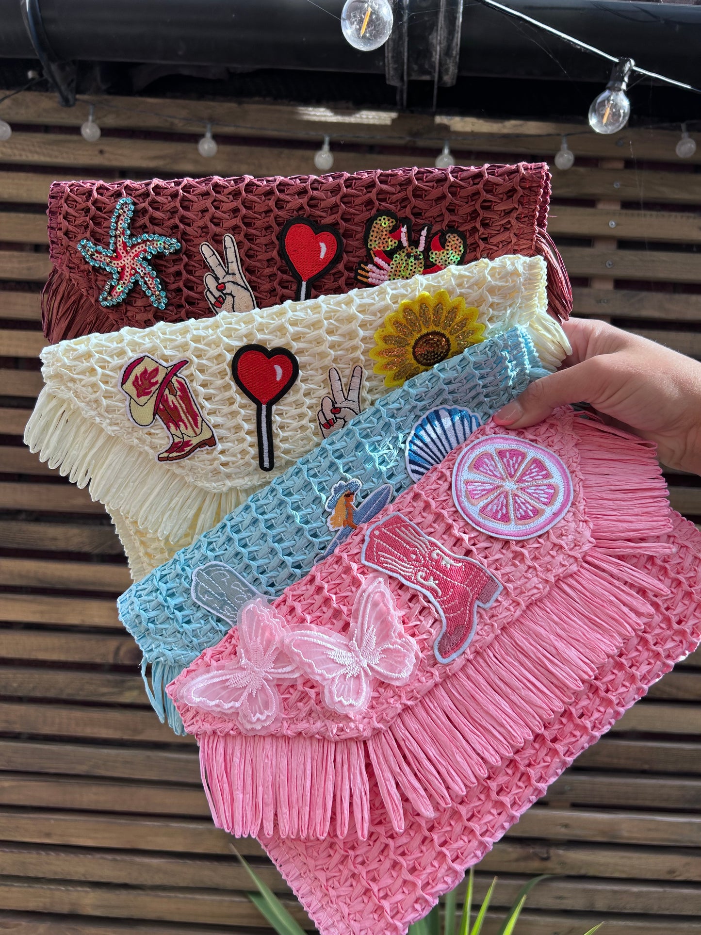 Appliqué Themed clutch bag