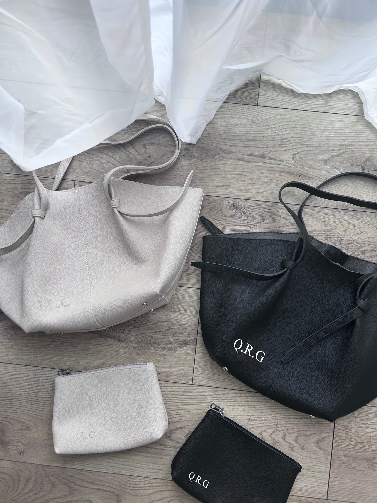 Personalised Faux leather shoulder tote bag with matching purse