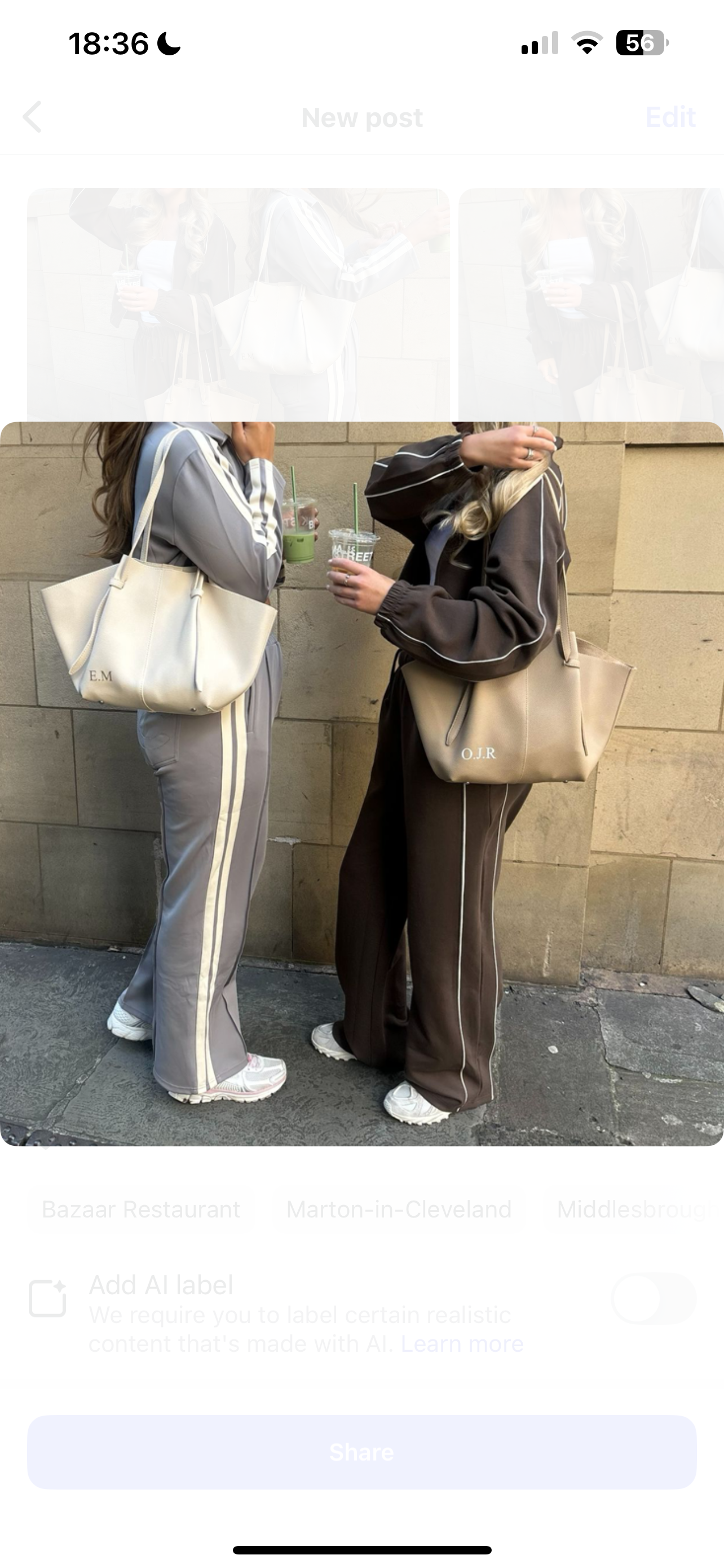 Personalised Faux leather shoulder tote bag with matching purse
