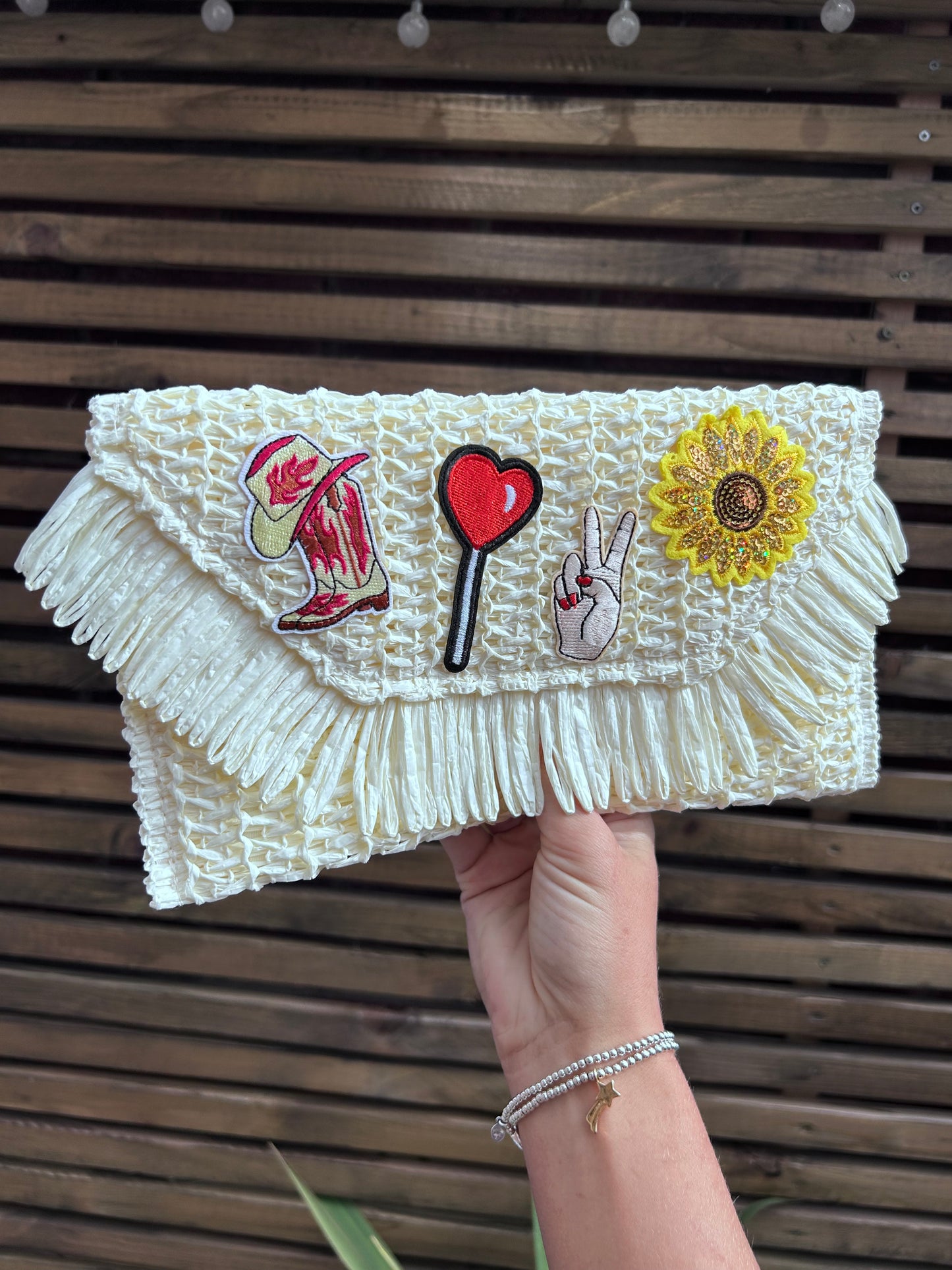 Appliqué Themed clutch bag