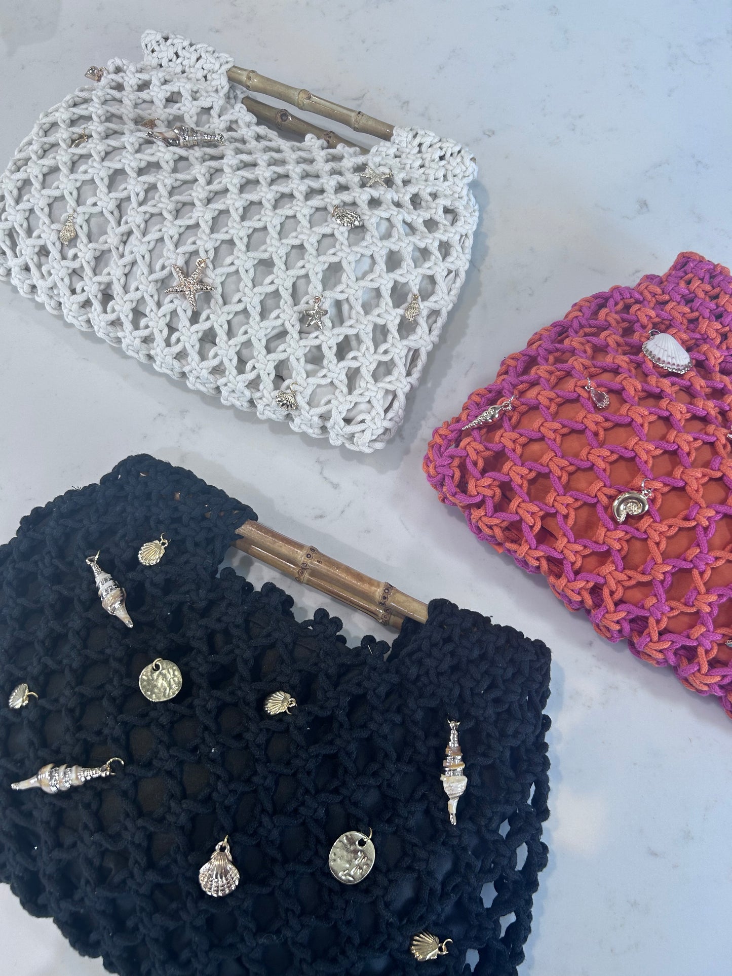 Hand Embellished Crochet Knit Clutch bag