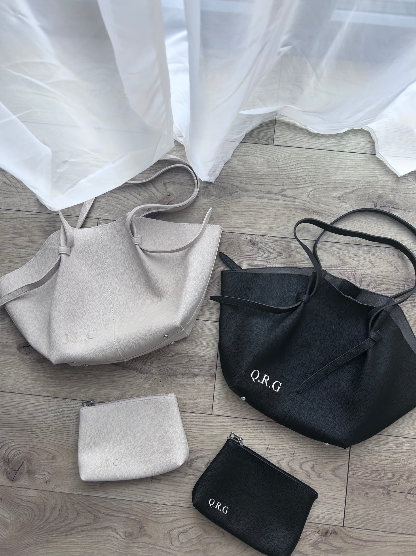 Personalised Faux leather shoulder tote bag with matching purse