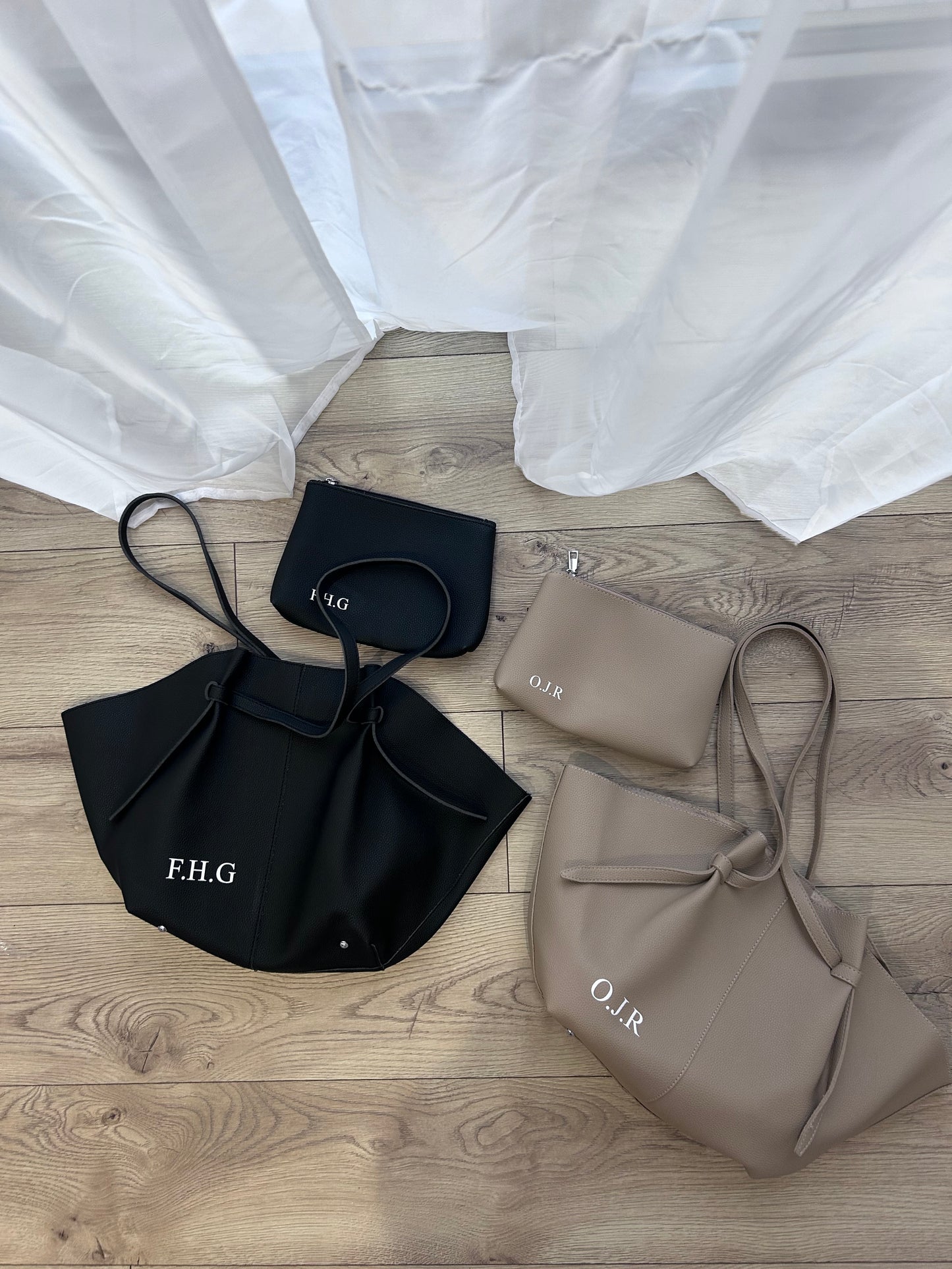 Personalised Faux leather shoulder tote bag with matching purse