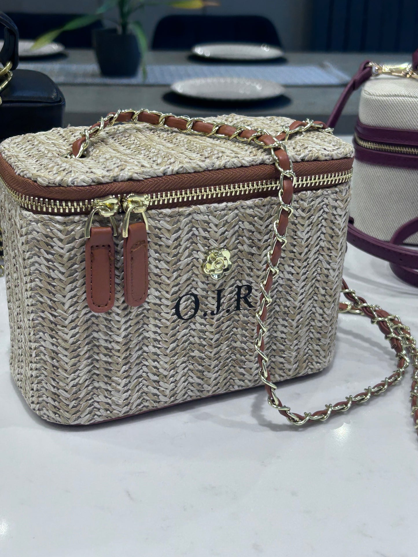 Personalised Straw Bucket bag