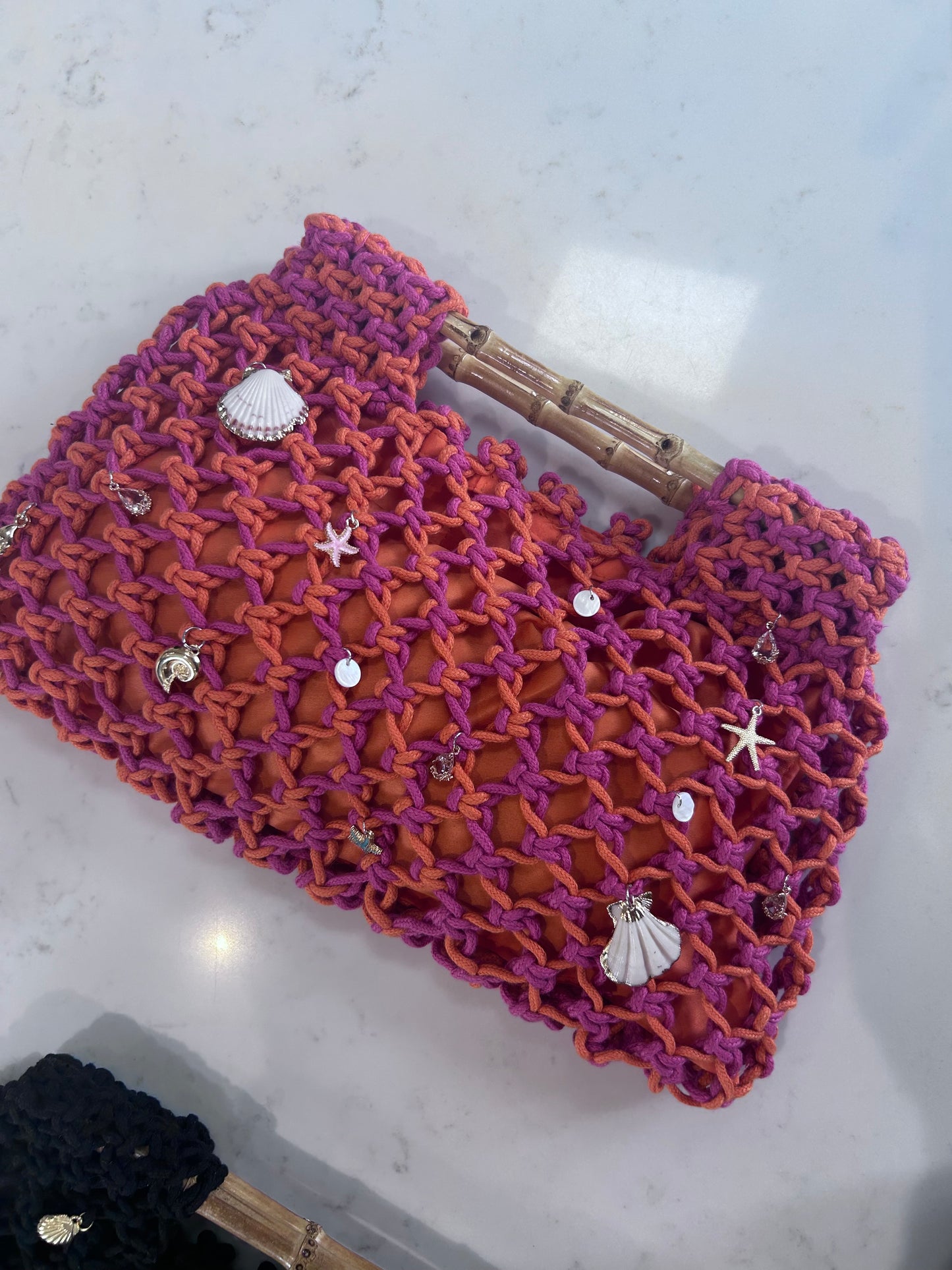Hand Embellished Crochet Knit Clutch bag