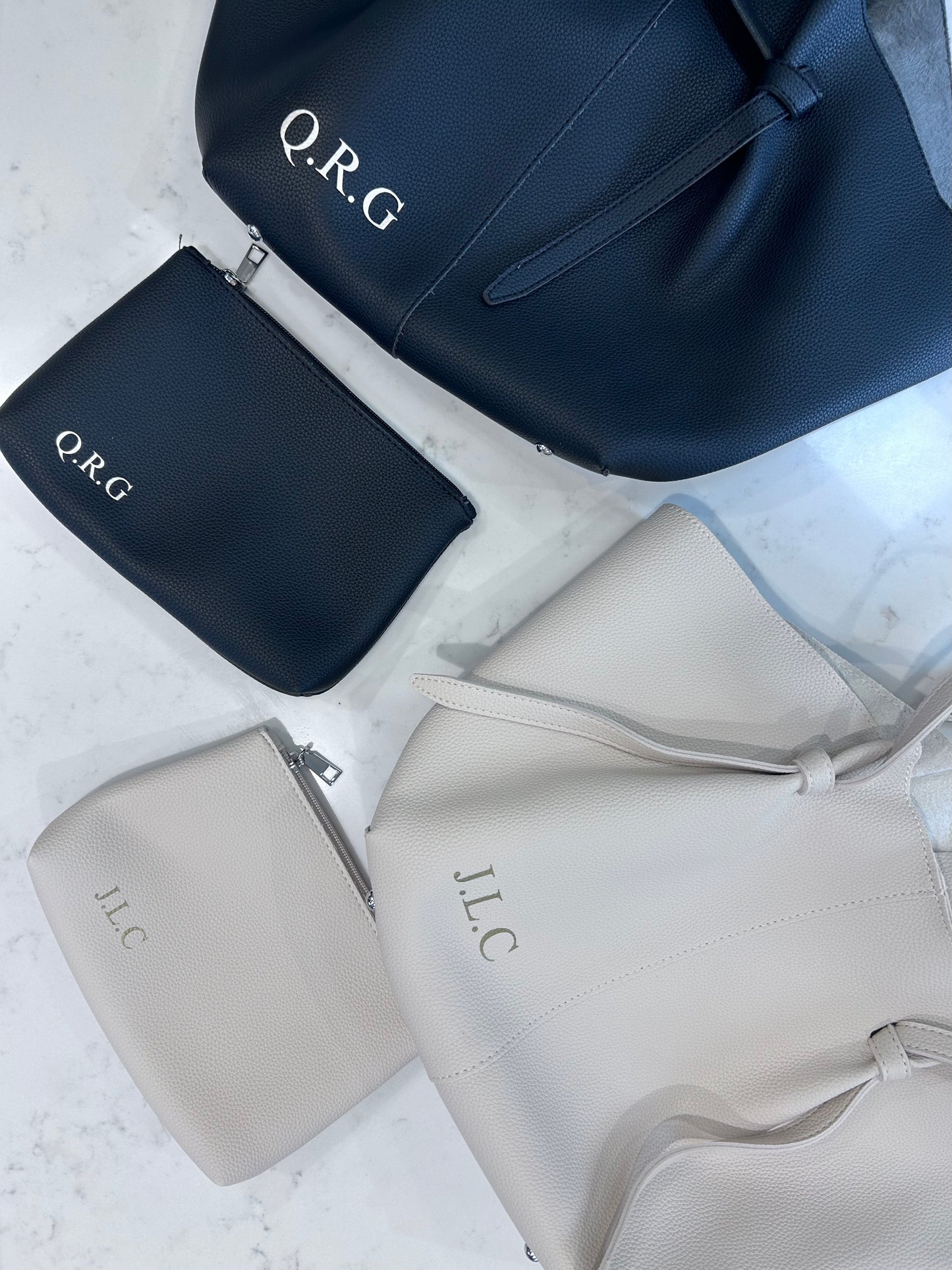 Personalised Faux leather shoulder tote bag with matching purse