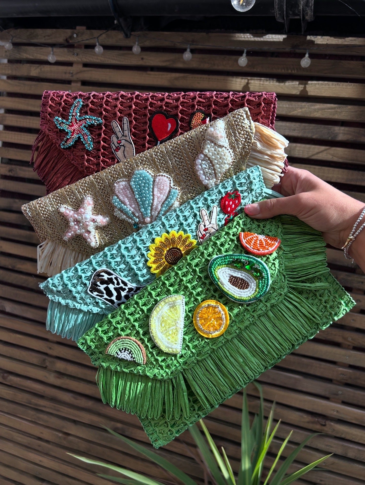 Appliqué Themed clutch bag
