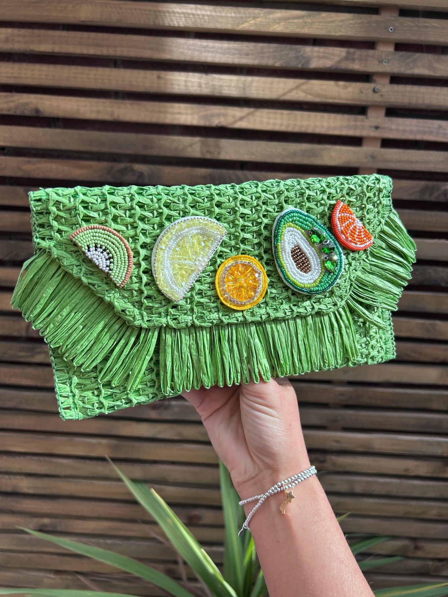 Appliqué Themed clutch bag