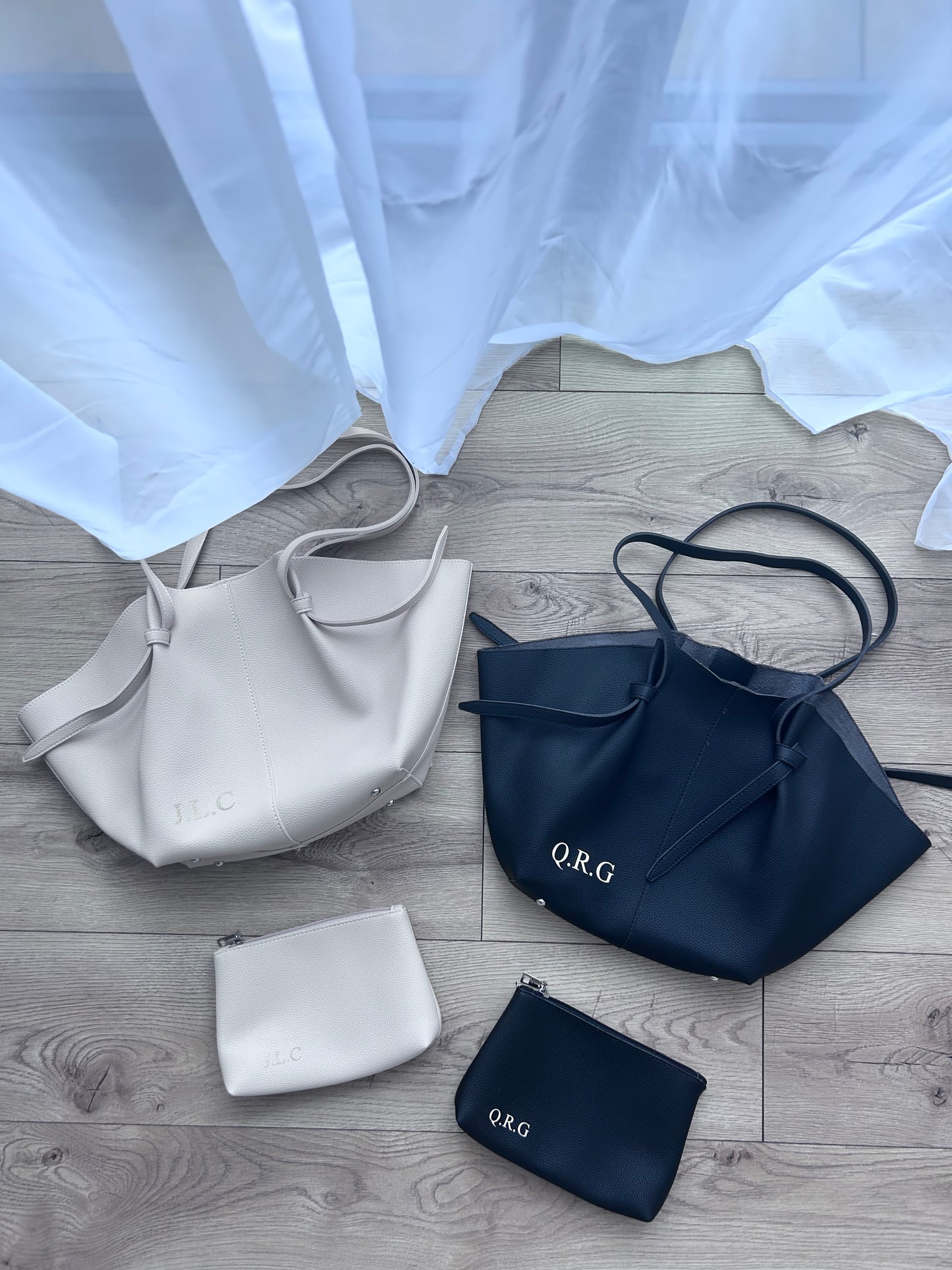 Personalised Faux leather shoulder tote bag with matching purse