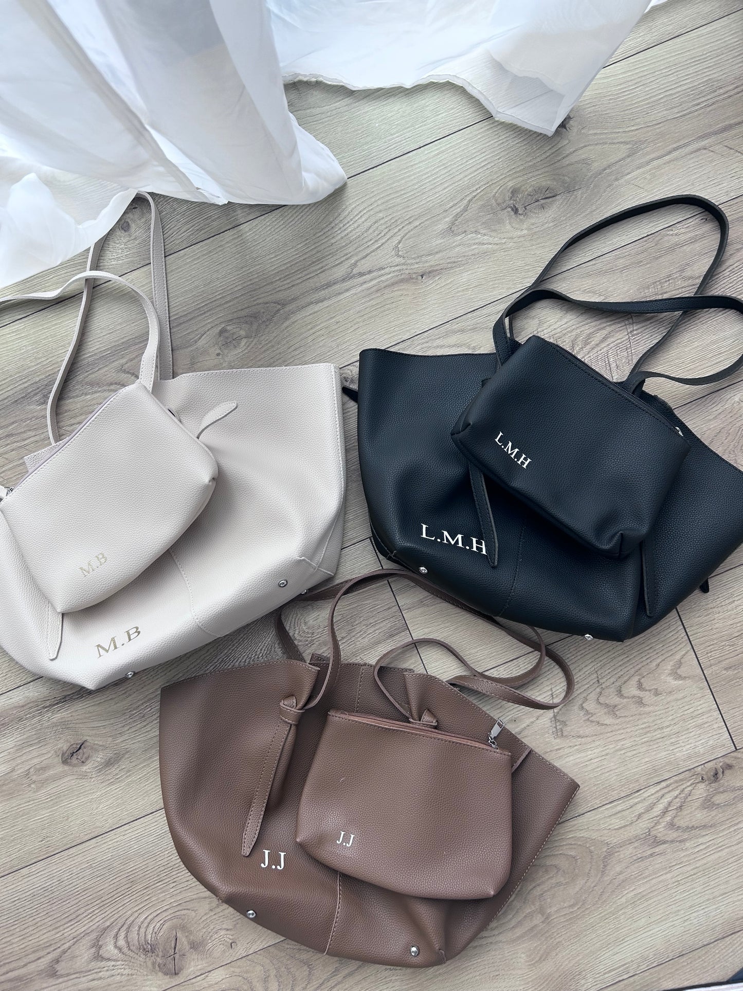 Personalised Faux leather shoulder tote bag with matching purse