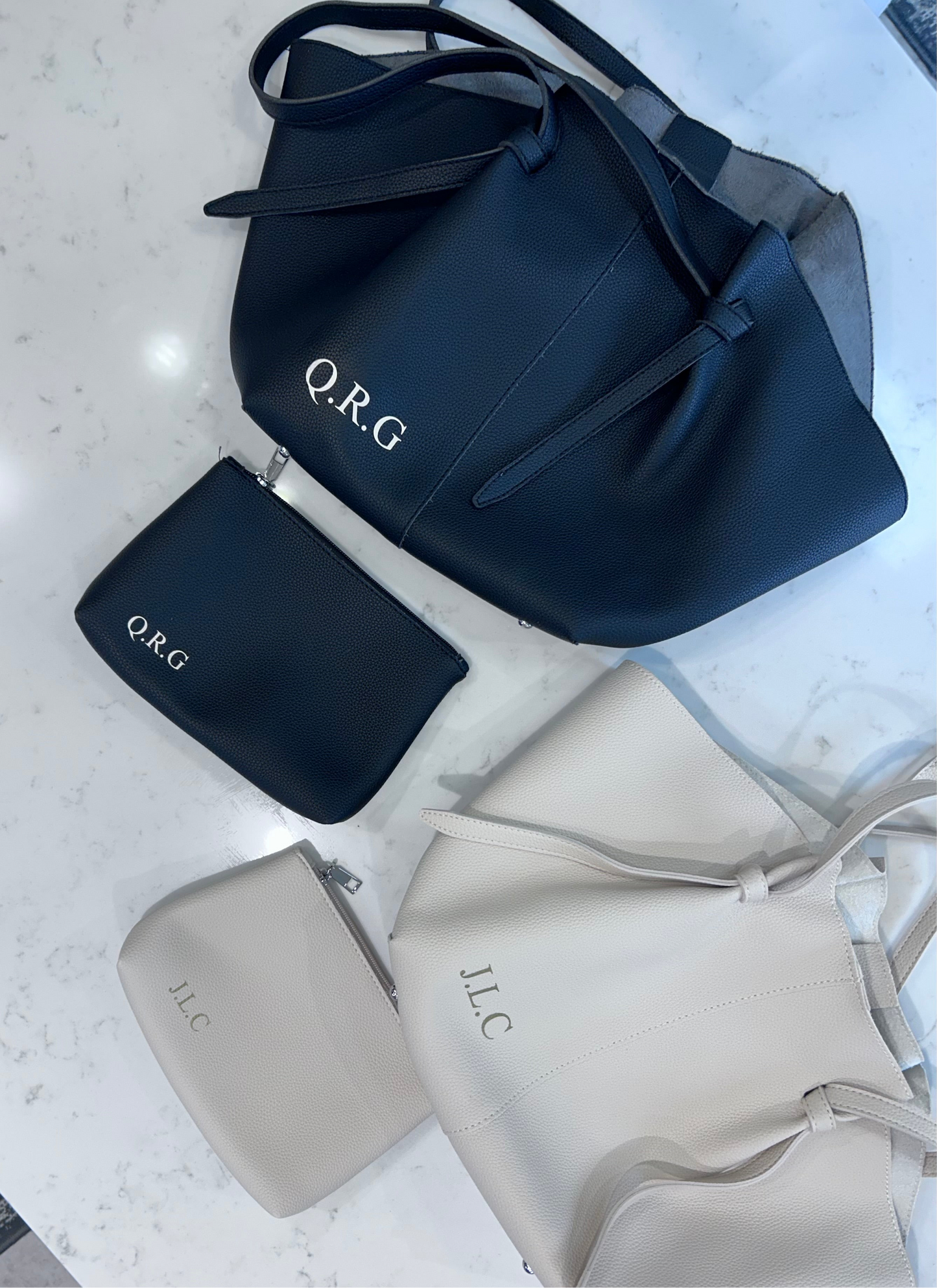Personalised Faux leather shoulder tote bag with matching purse
