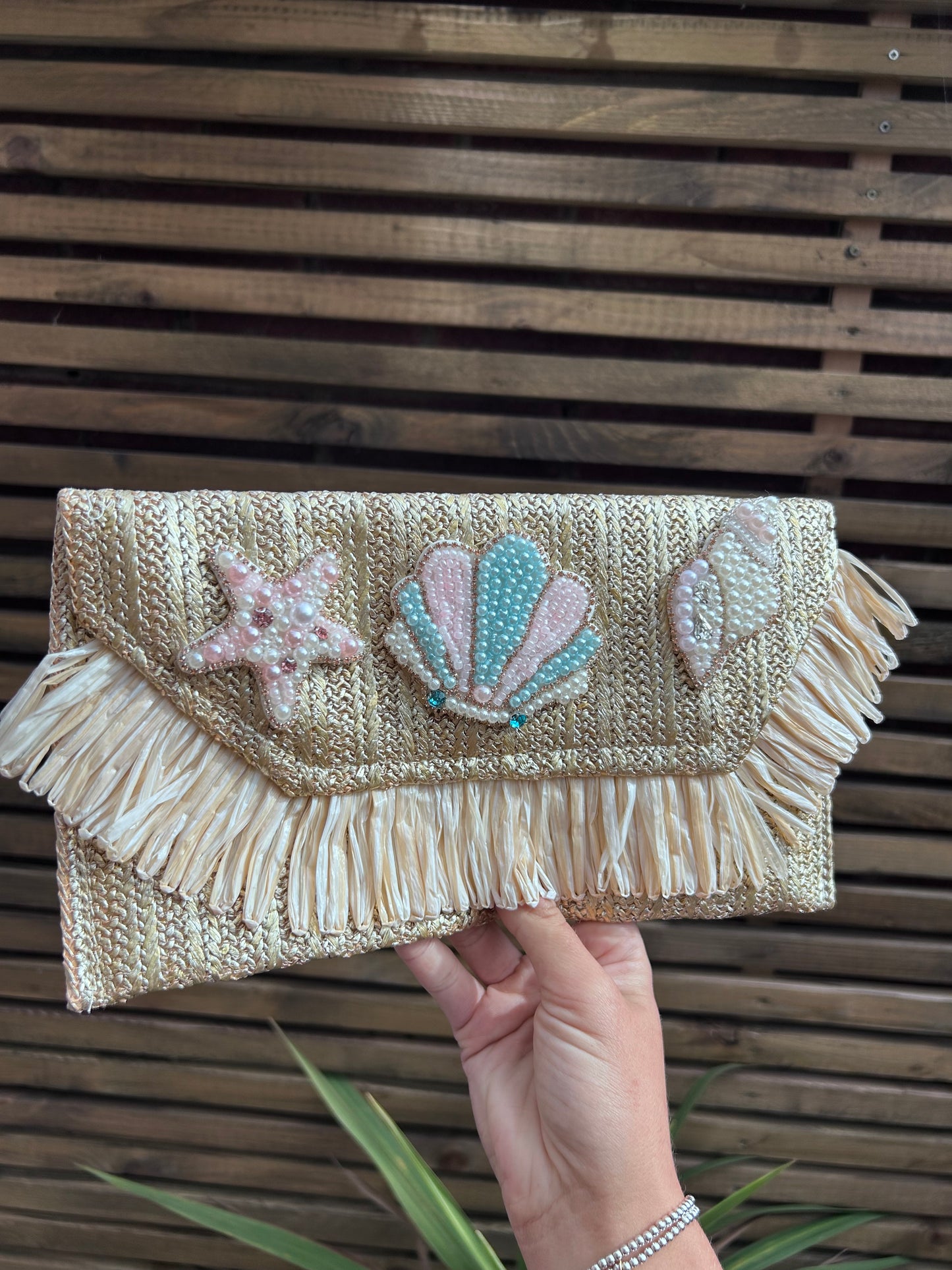 Appliqué Themed clutch bag