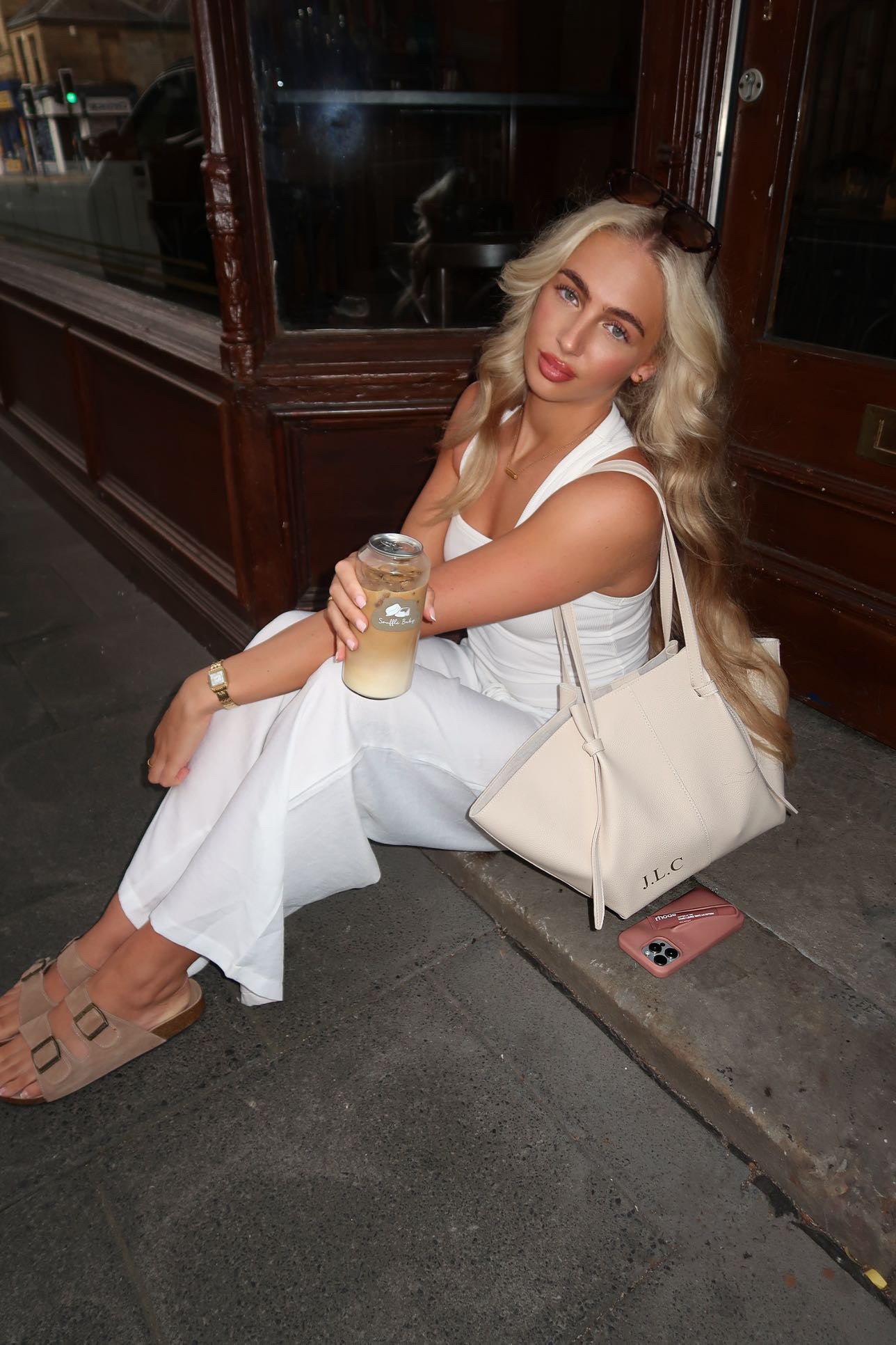 Personalised Faux leather shoulder tote bag with matching purse