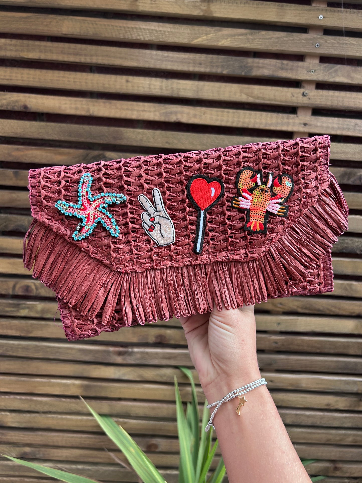 Appliqué Themed clutch bag