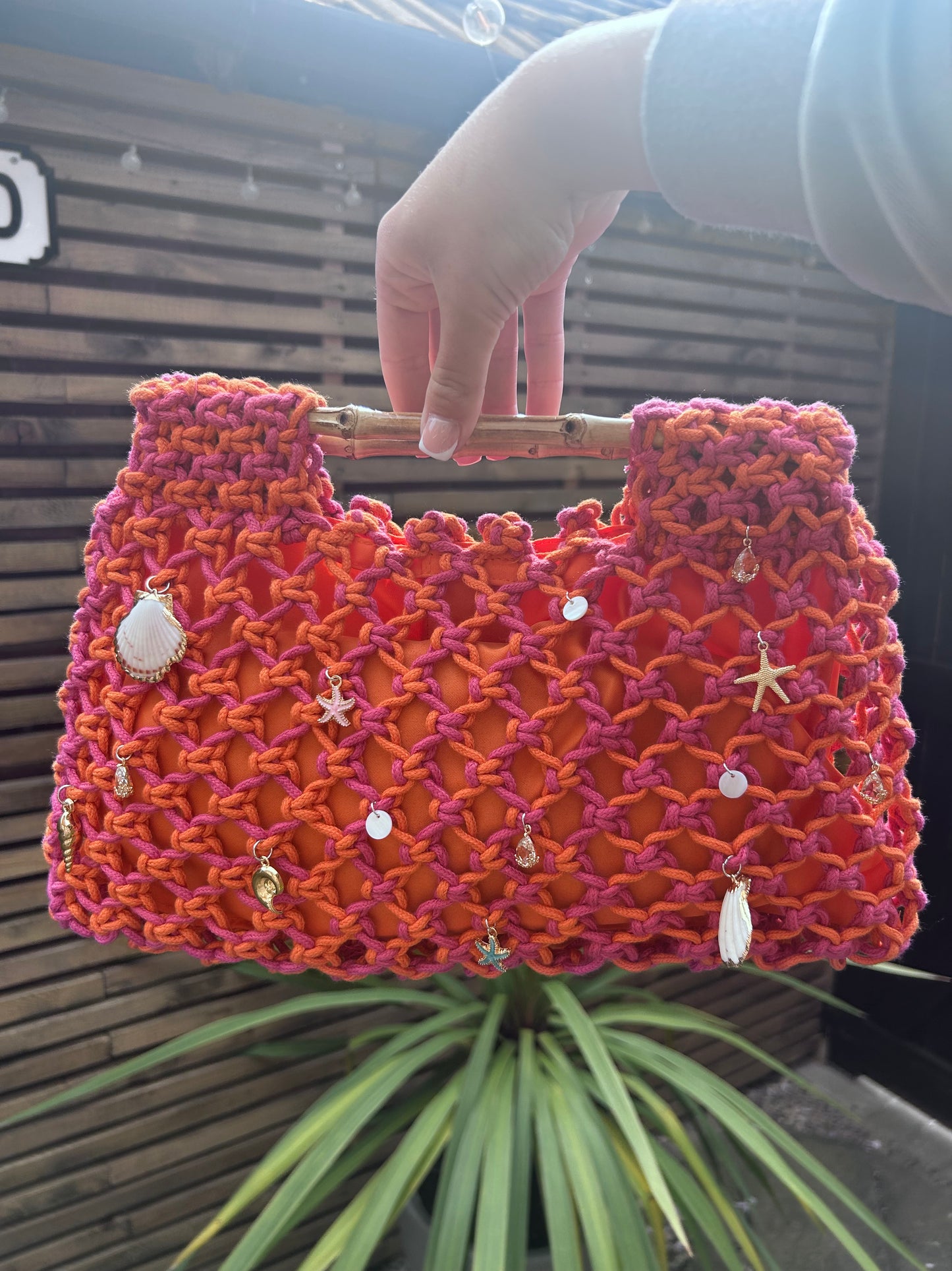 Hand Embellished Crochet Knit Clutch bag