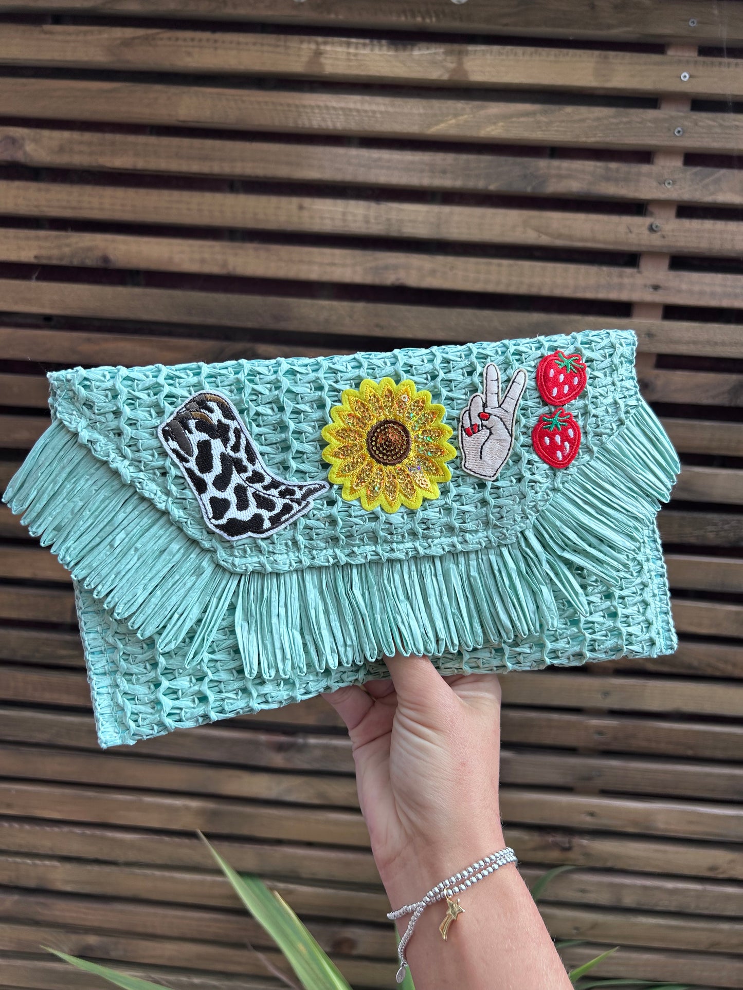 Appliqué Themed clutch bag