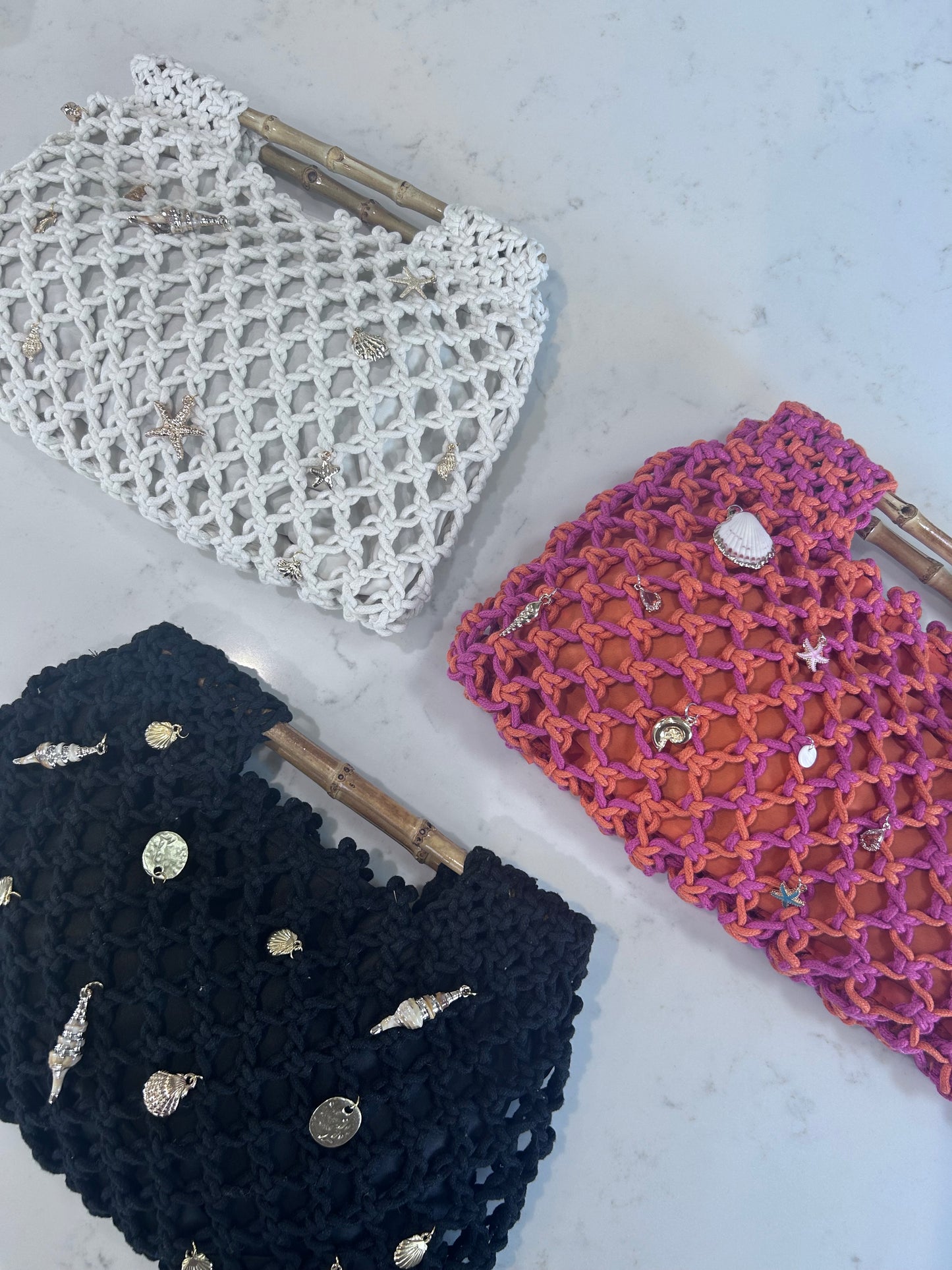 Hand Embellished Crochet Knit Clutch bag