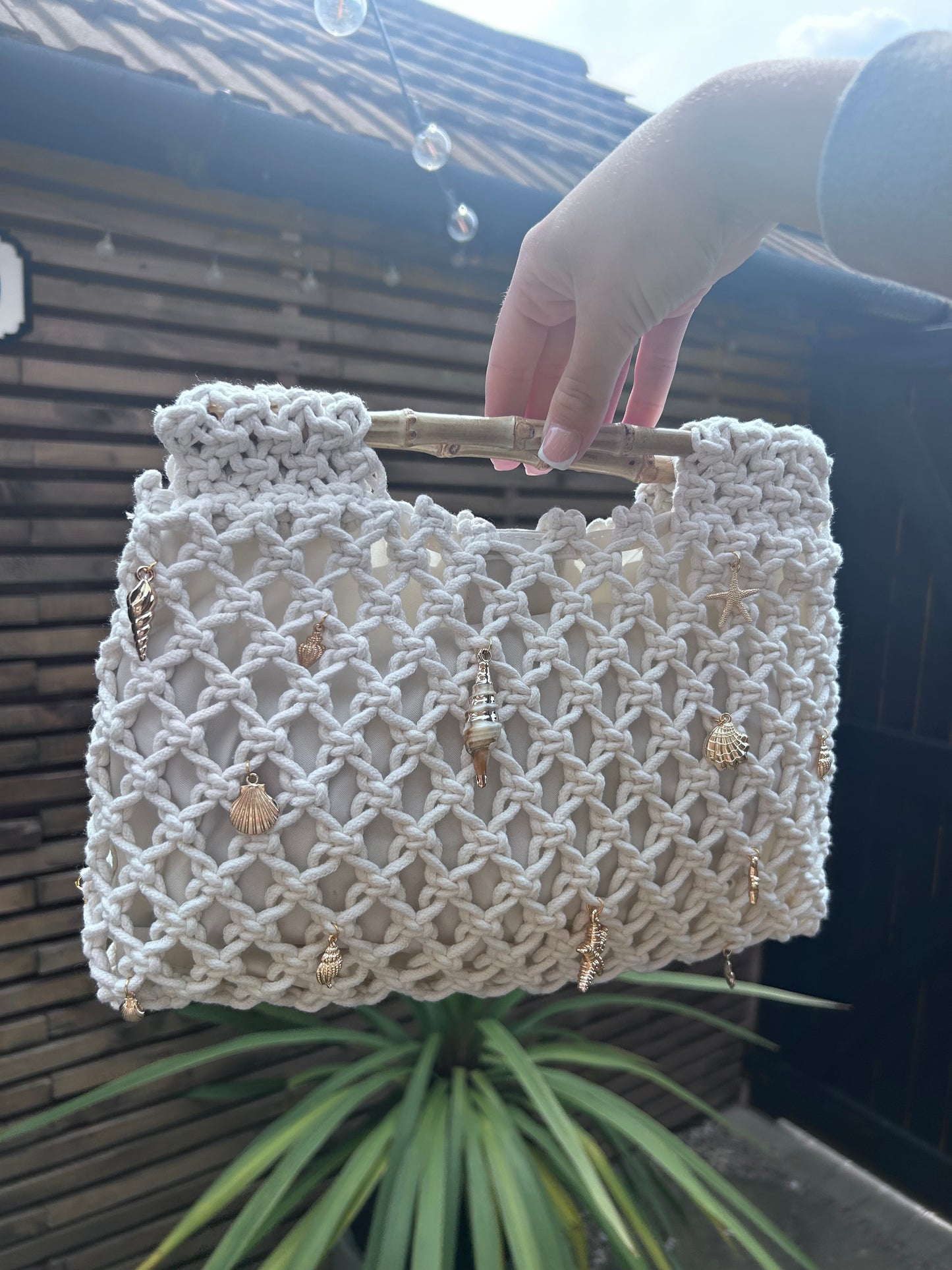 Hand Embellished Crochet Knit Clutch bag