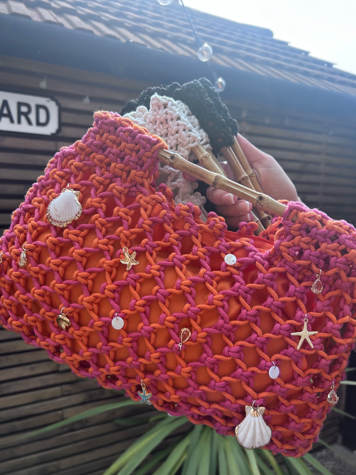 Hand Embellished Crochet Knit Clutch bag