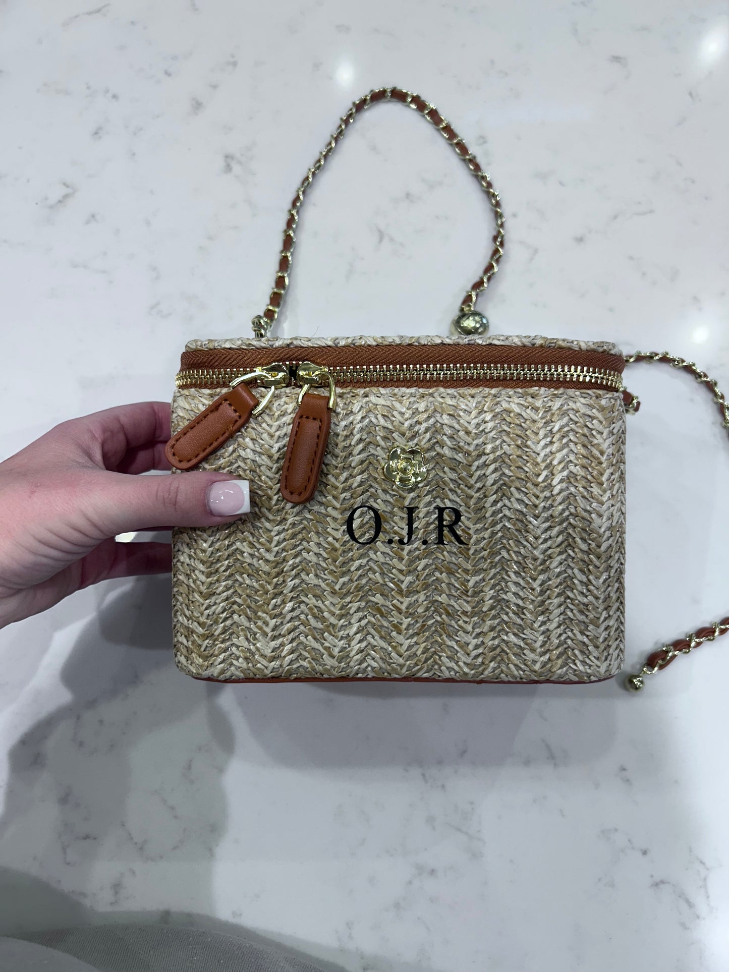 Personalised Straw Bucket bag