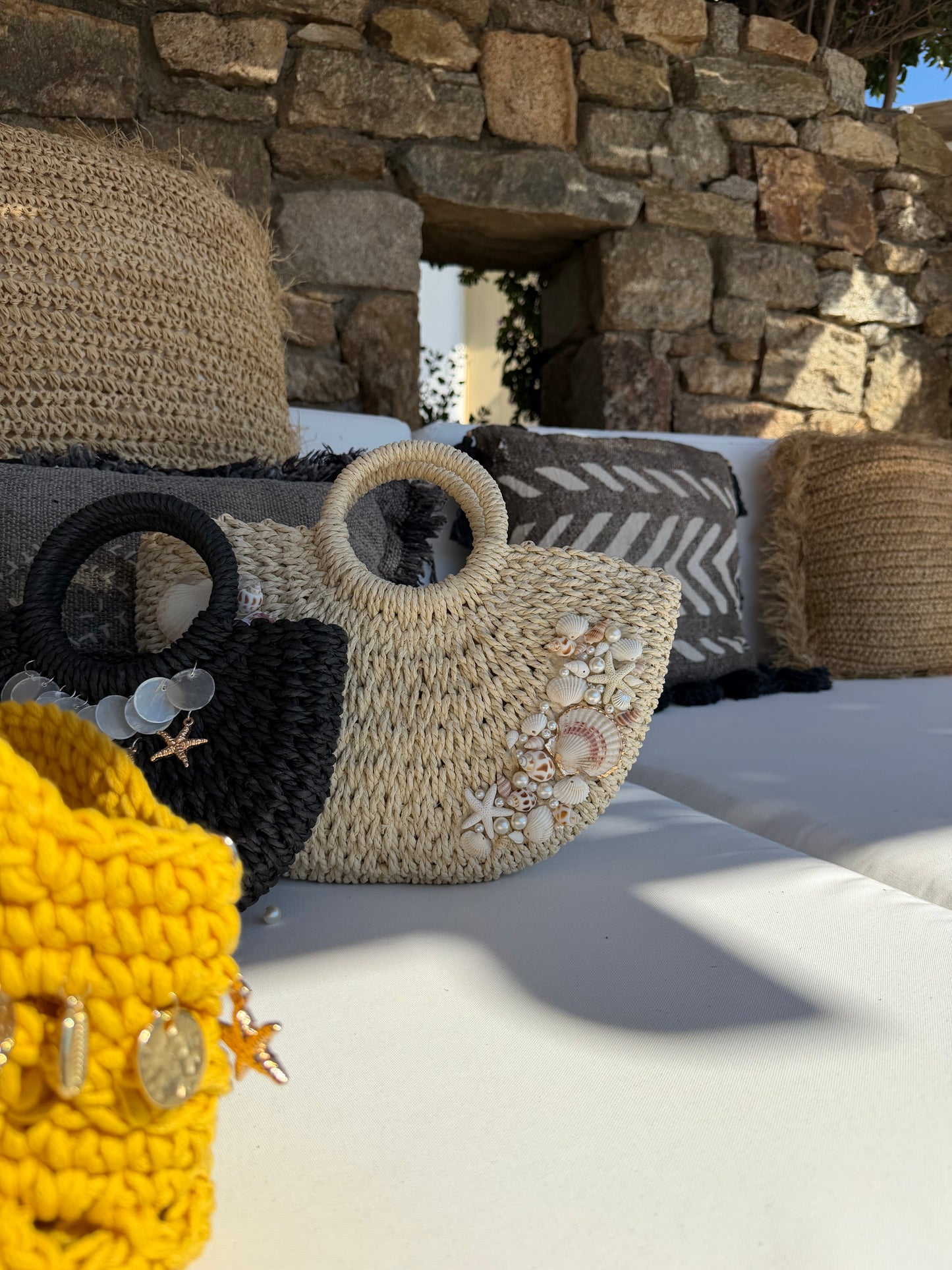 Hand Embellished Straw Bag