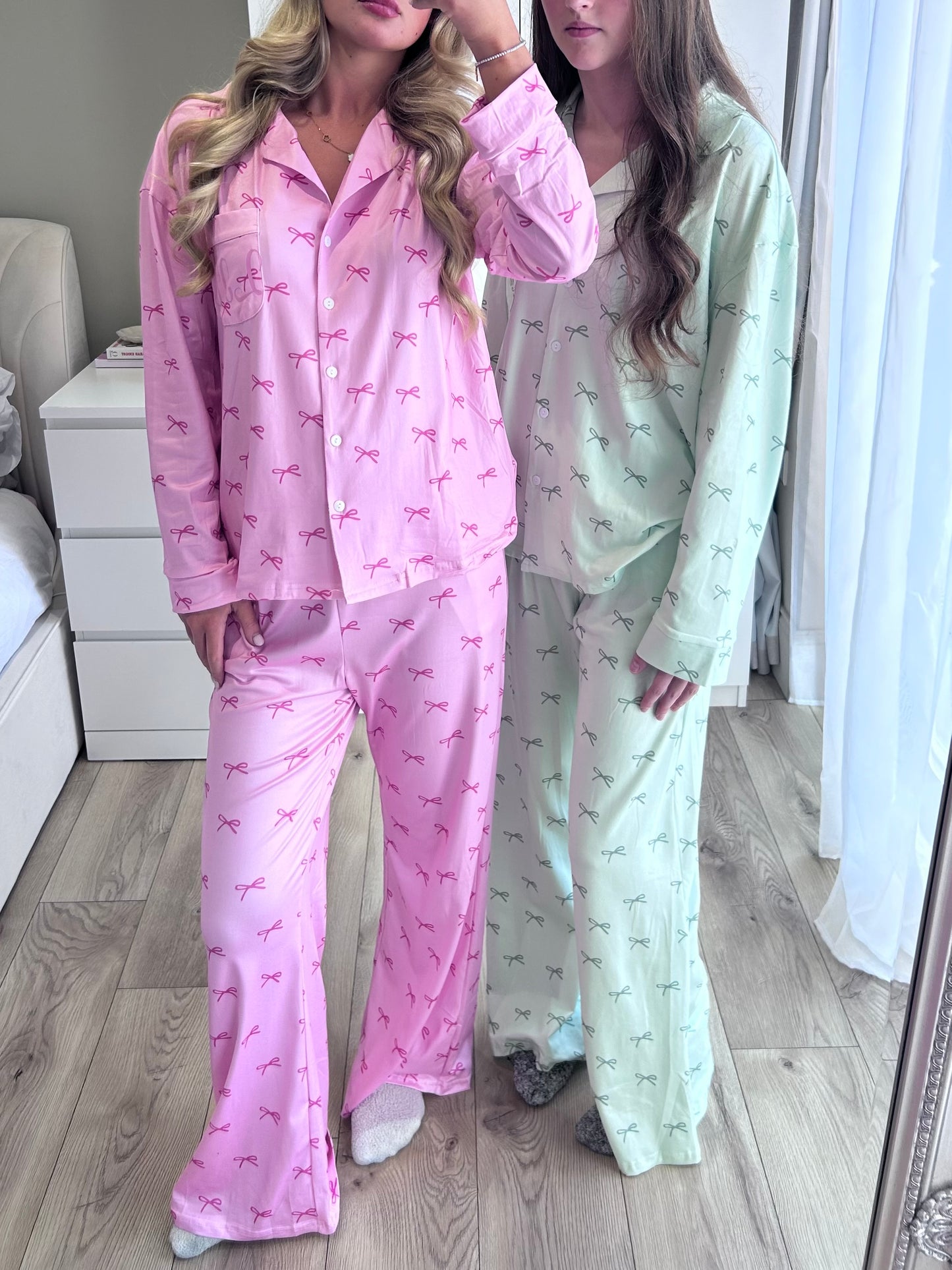 PRE-ORDER Personalised Bow inspired boyfriend pyjamas