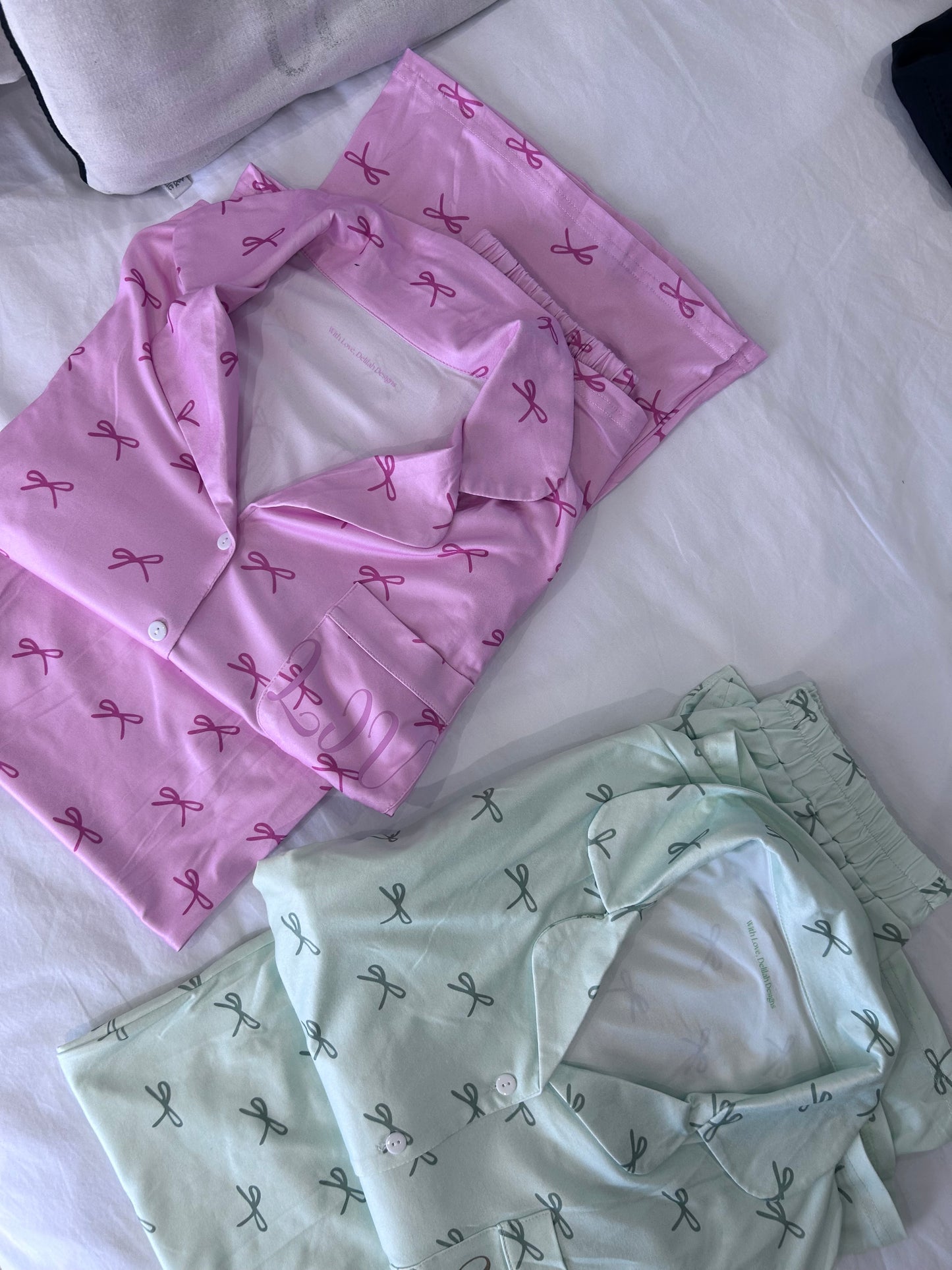 PRE-ORDER Personalised Bow inspired boyfriend pyjamas