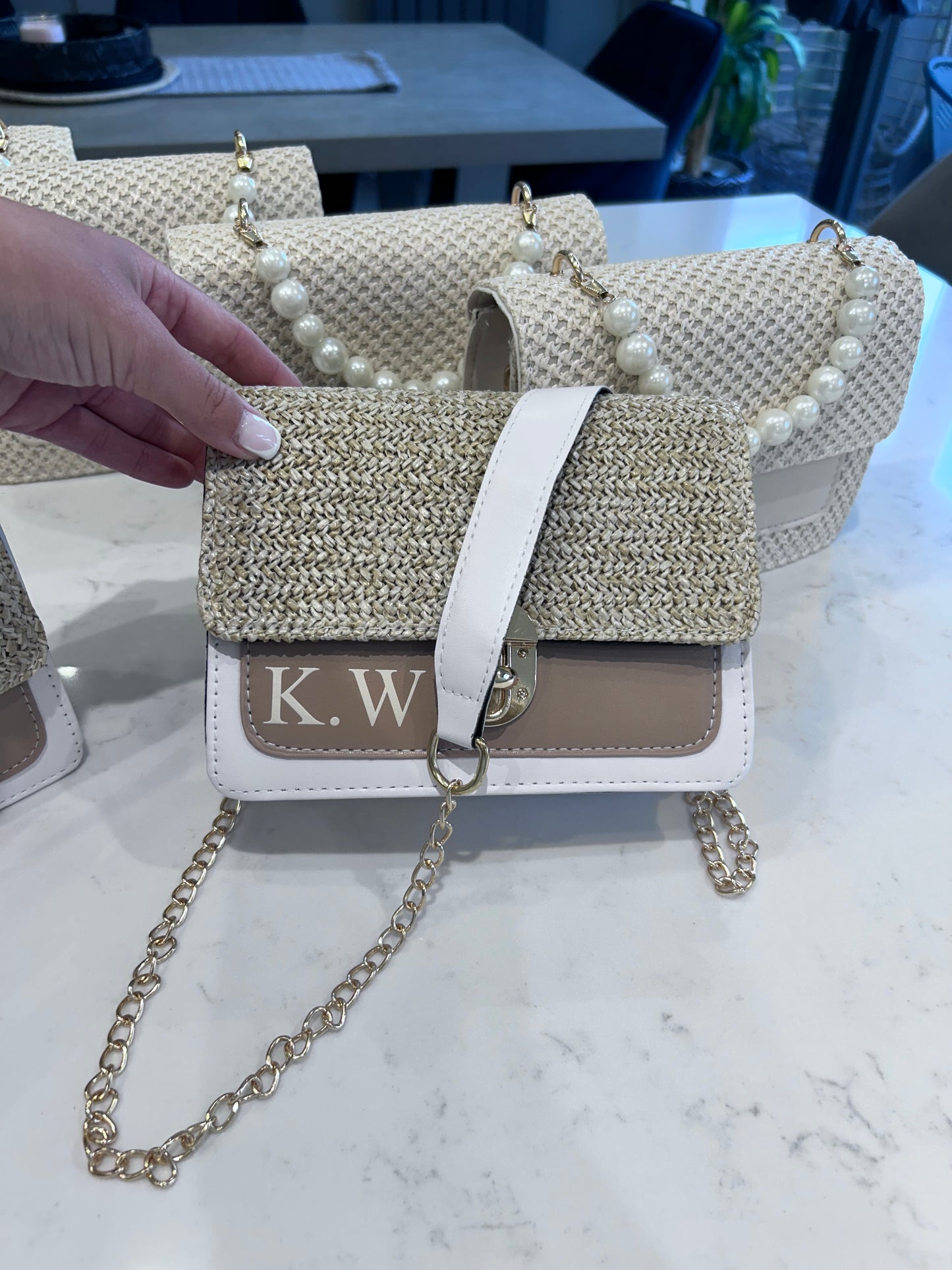 Small Beige Straw Bag