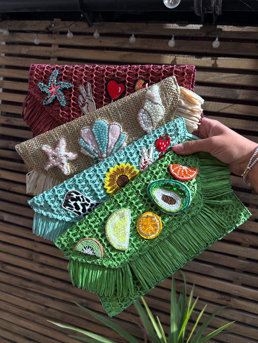 Appliqué Themed clutch bag