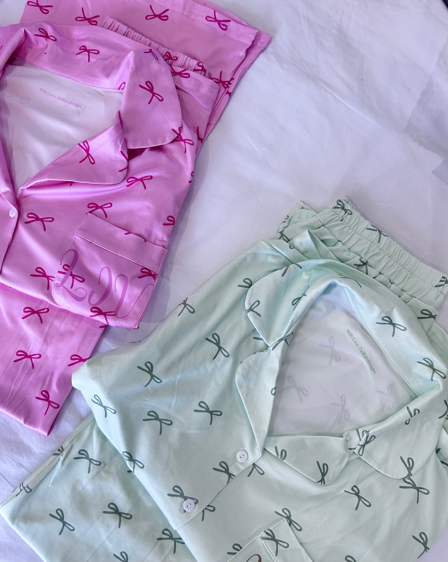 PRE-ORDER Personalised Bow inspired boyfriend pyjamas