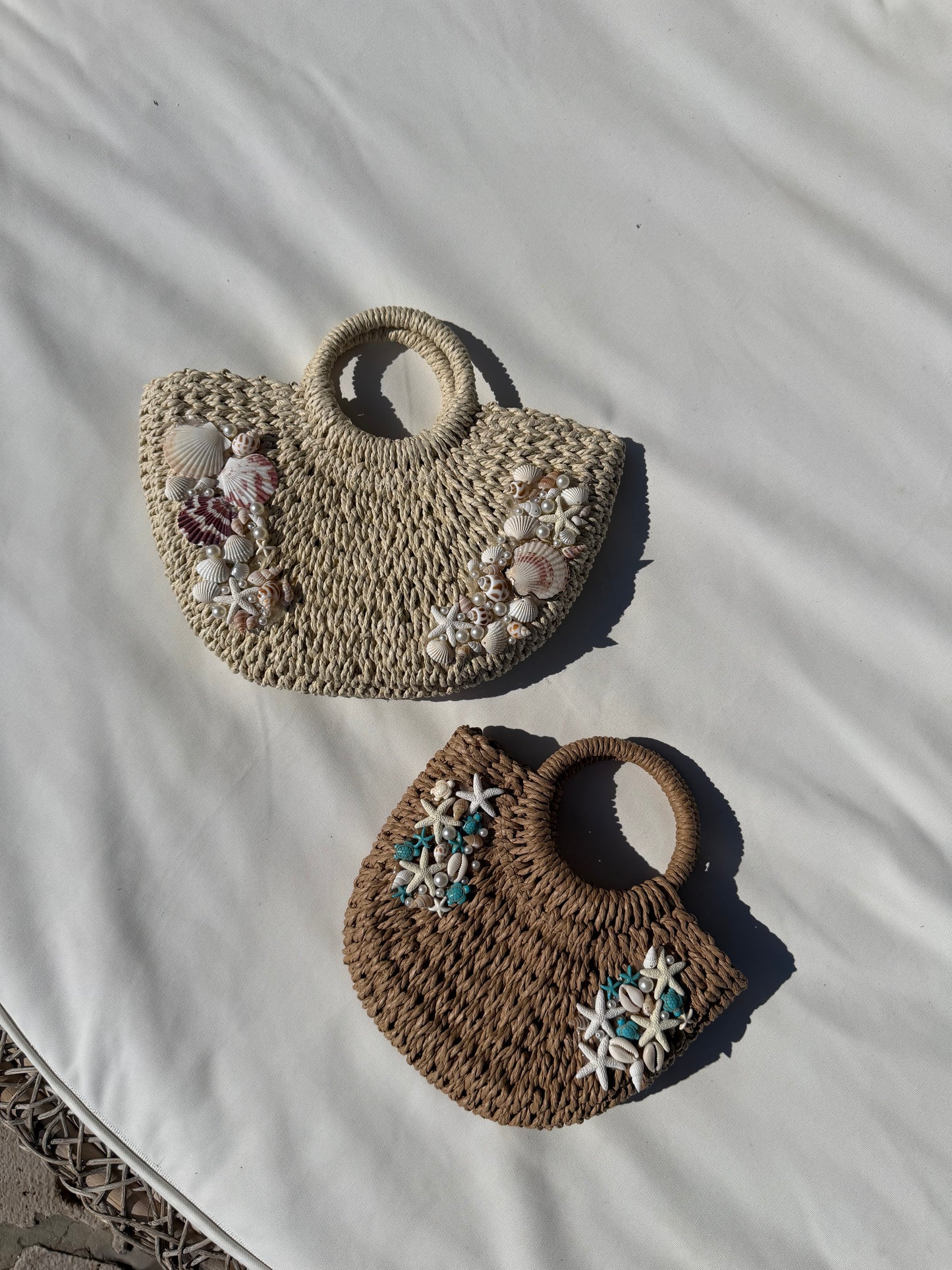 Hand Embellished Straw Bag