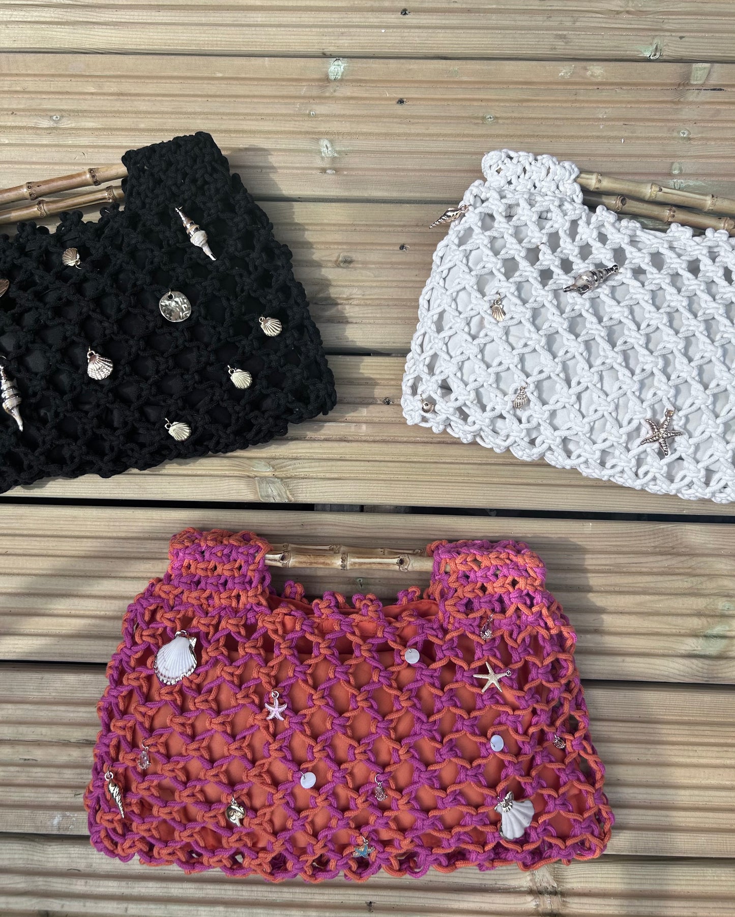 Hand Embellished Crochet Knit Clutch bag