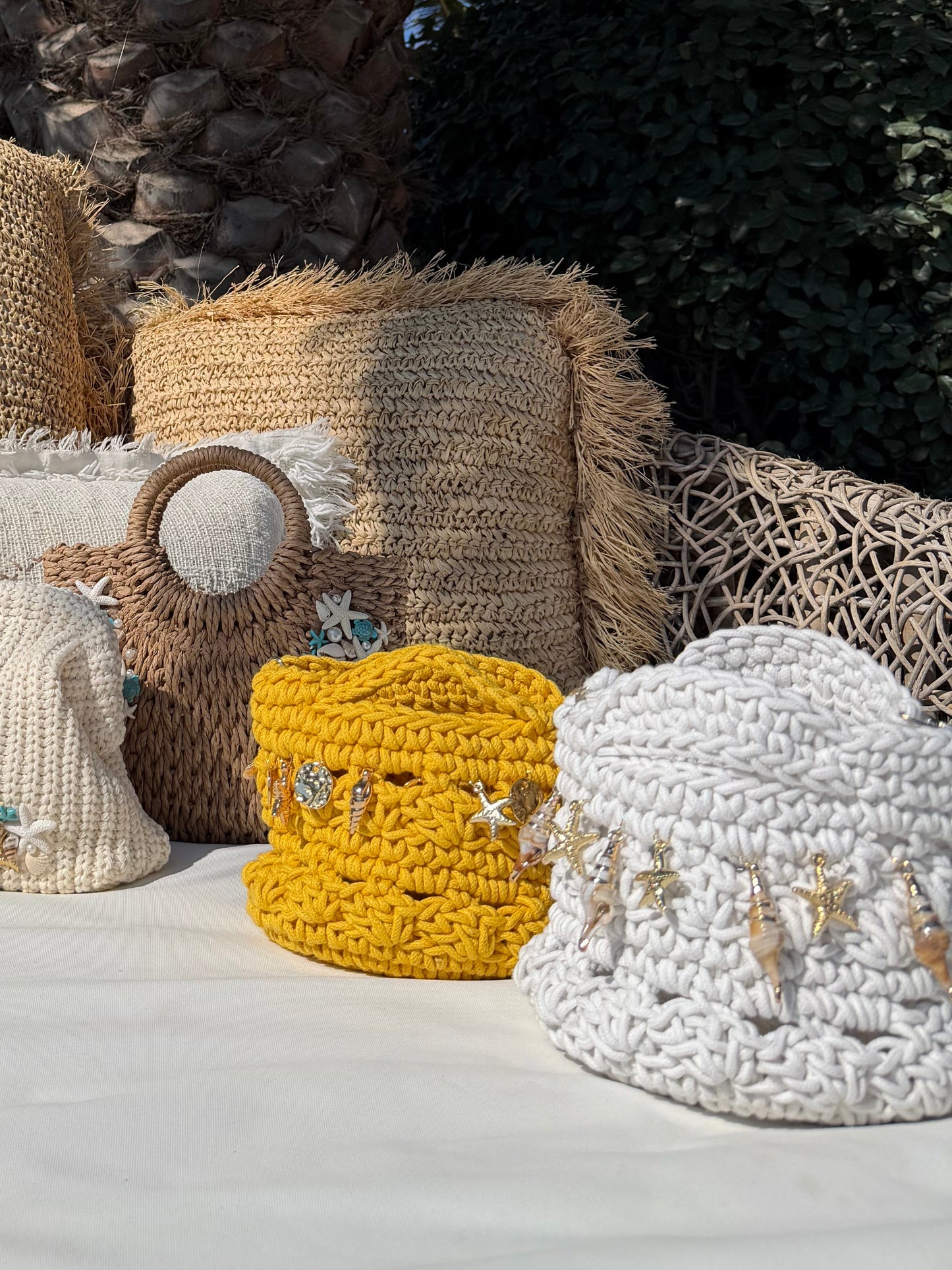 Crochet Embellished Mini Bucket Bag