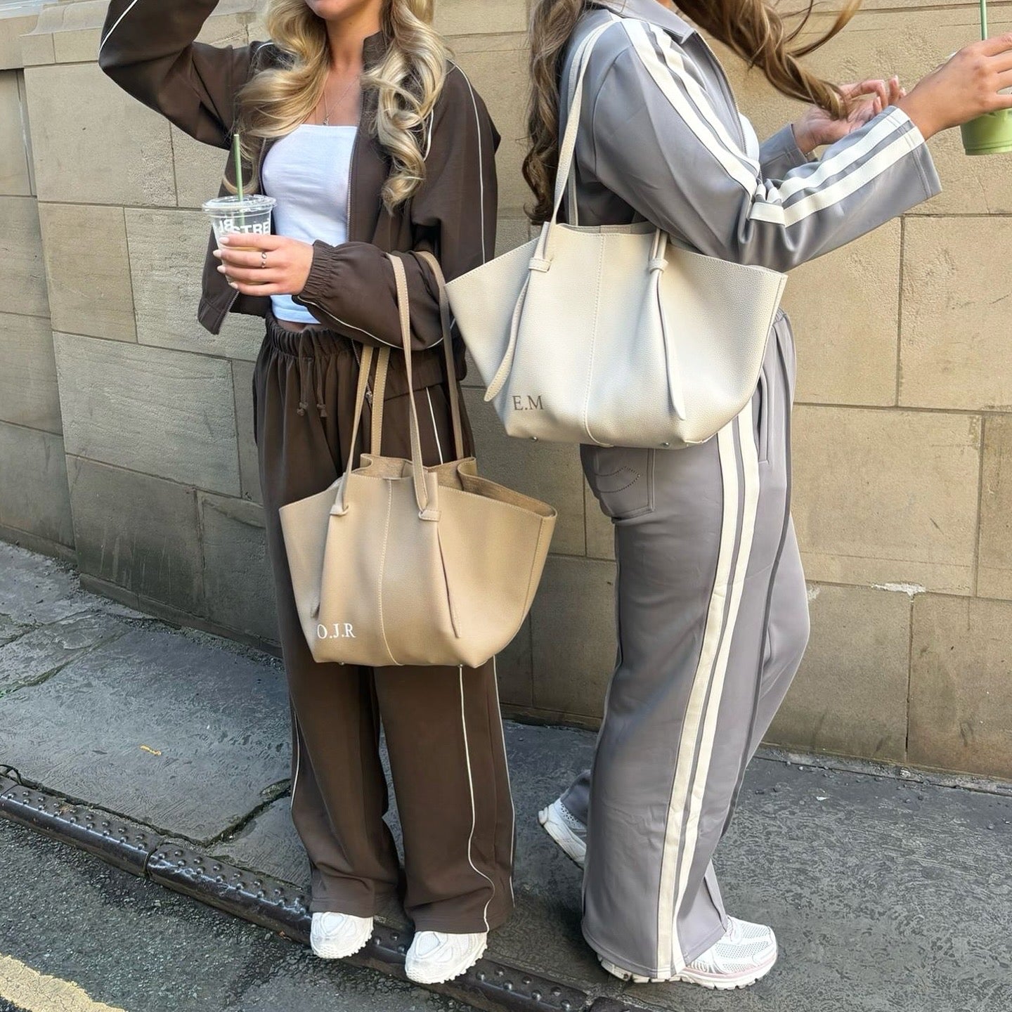 Personalised Faux leather shoulder tote bag with matching purse