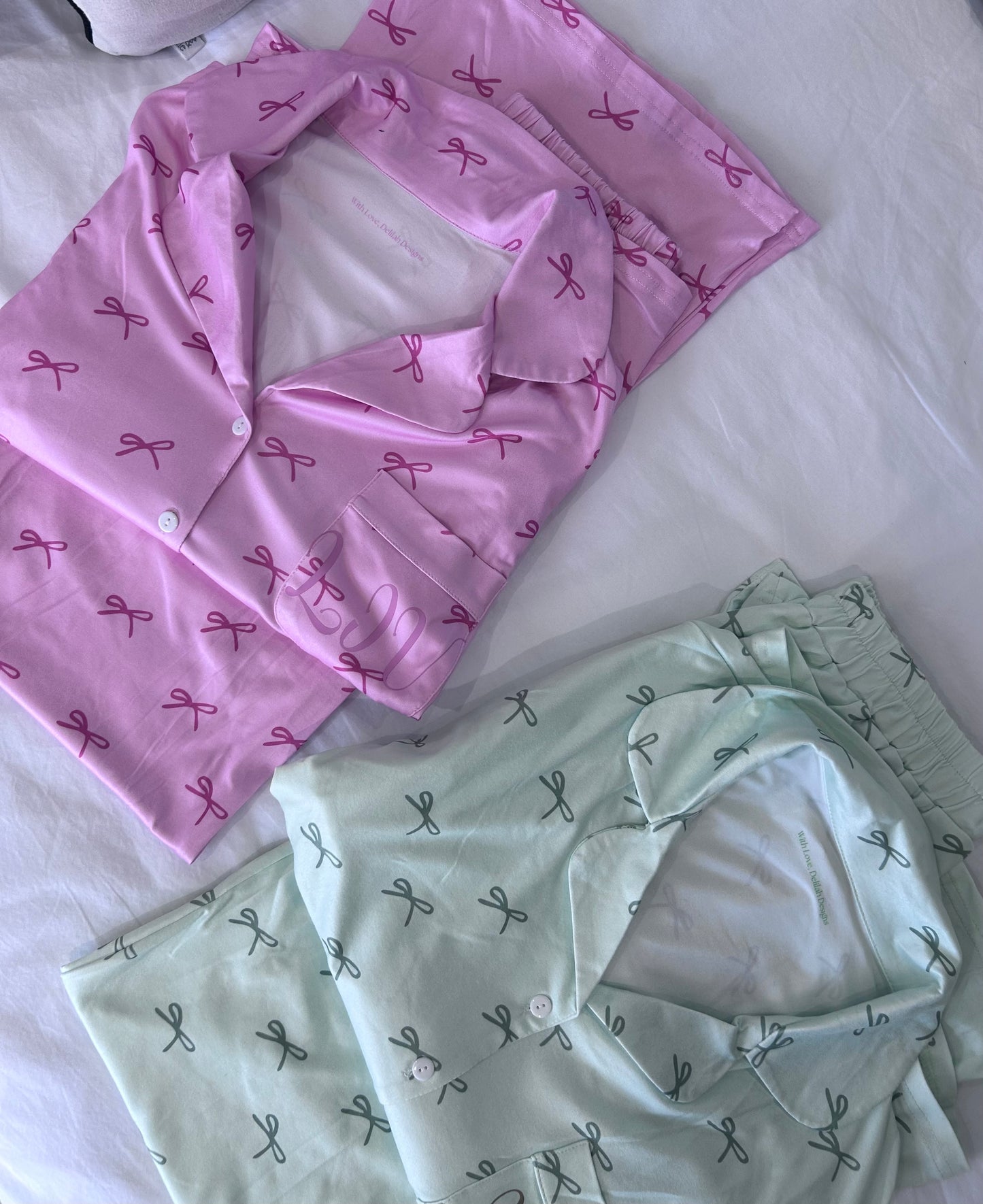 PRE-ORDER Personalised Bow inspired boyfriend pyjamas