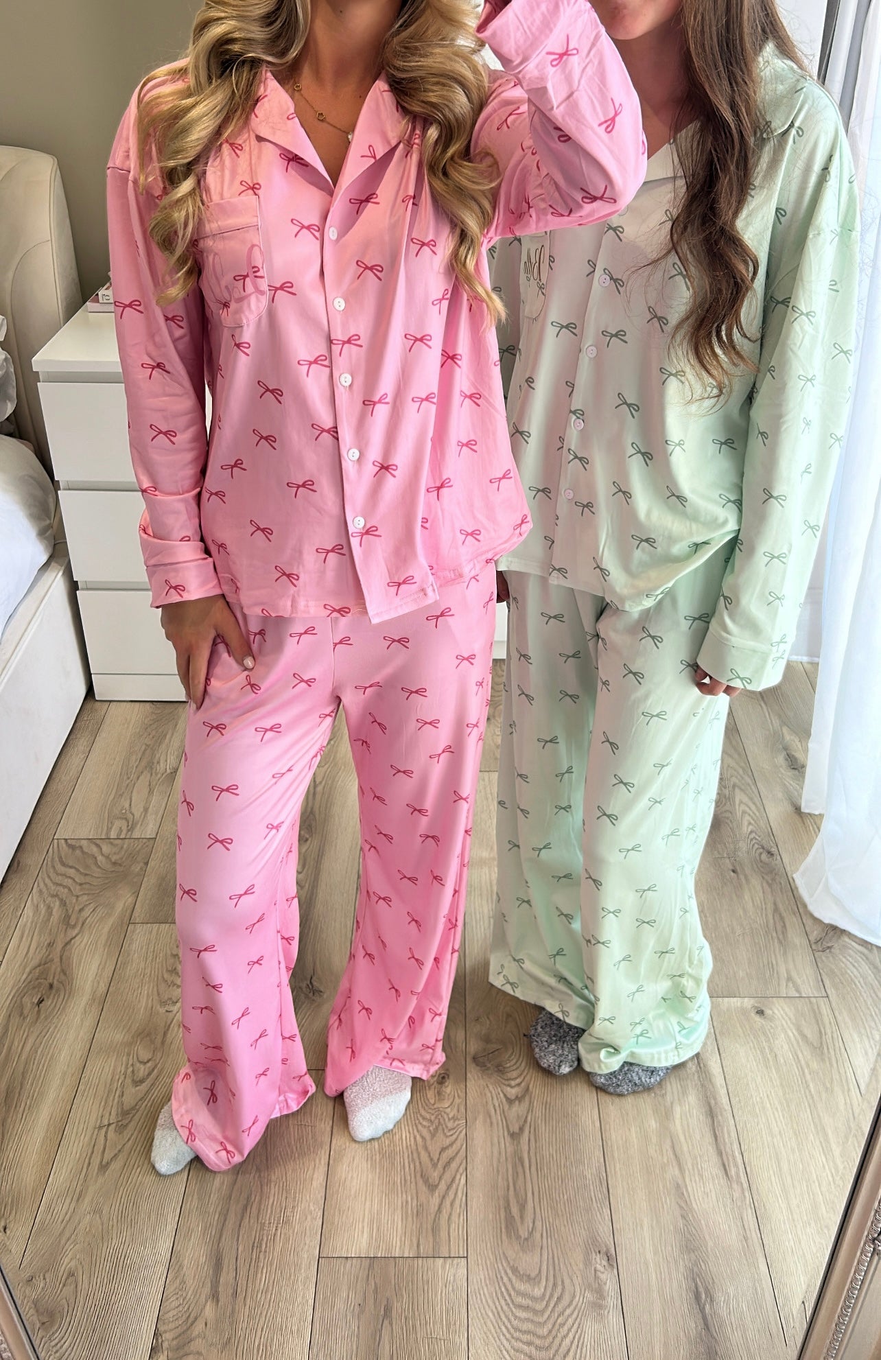 PRE-ORDER Personalised Bow inspired boyfriend pyjamas