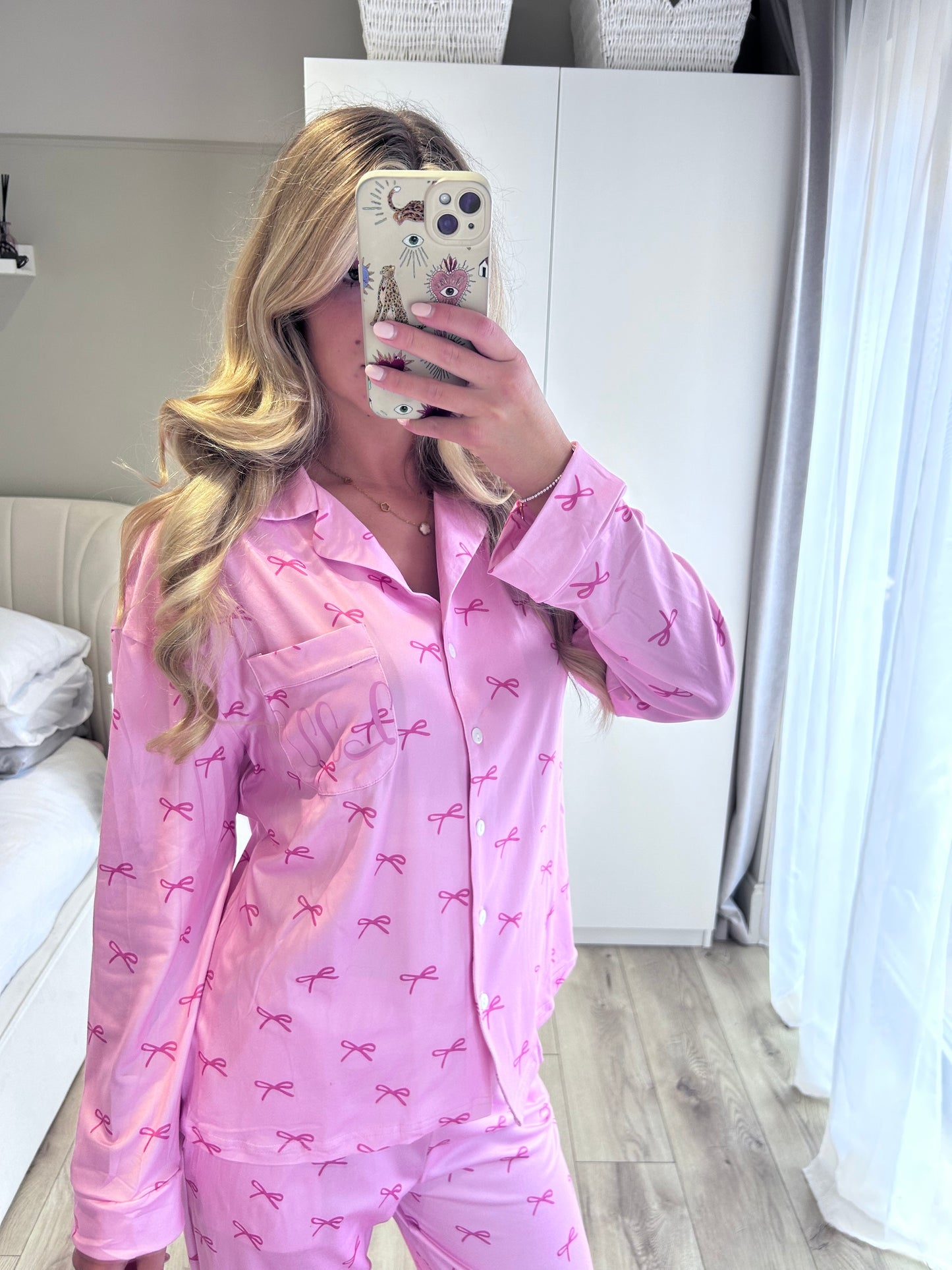 PRE-ORDER Personalised Bow inspired boyfriend pyjamas