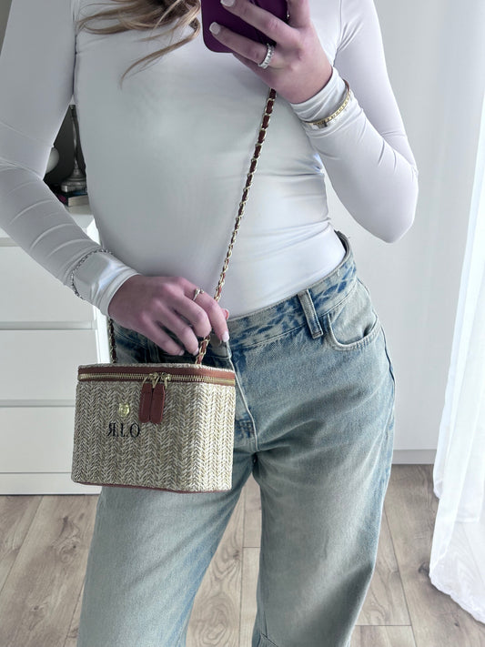 Personalised Straw Bucket bag